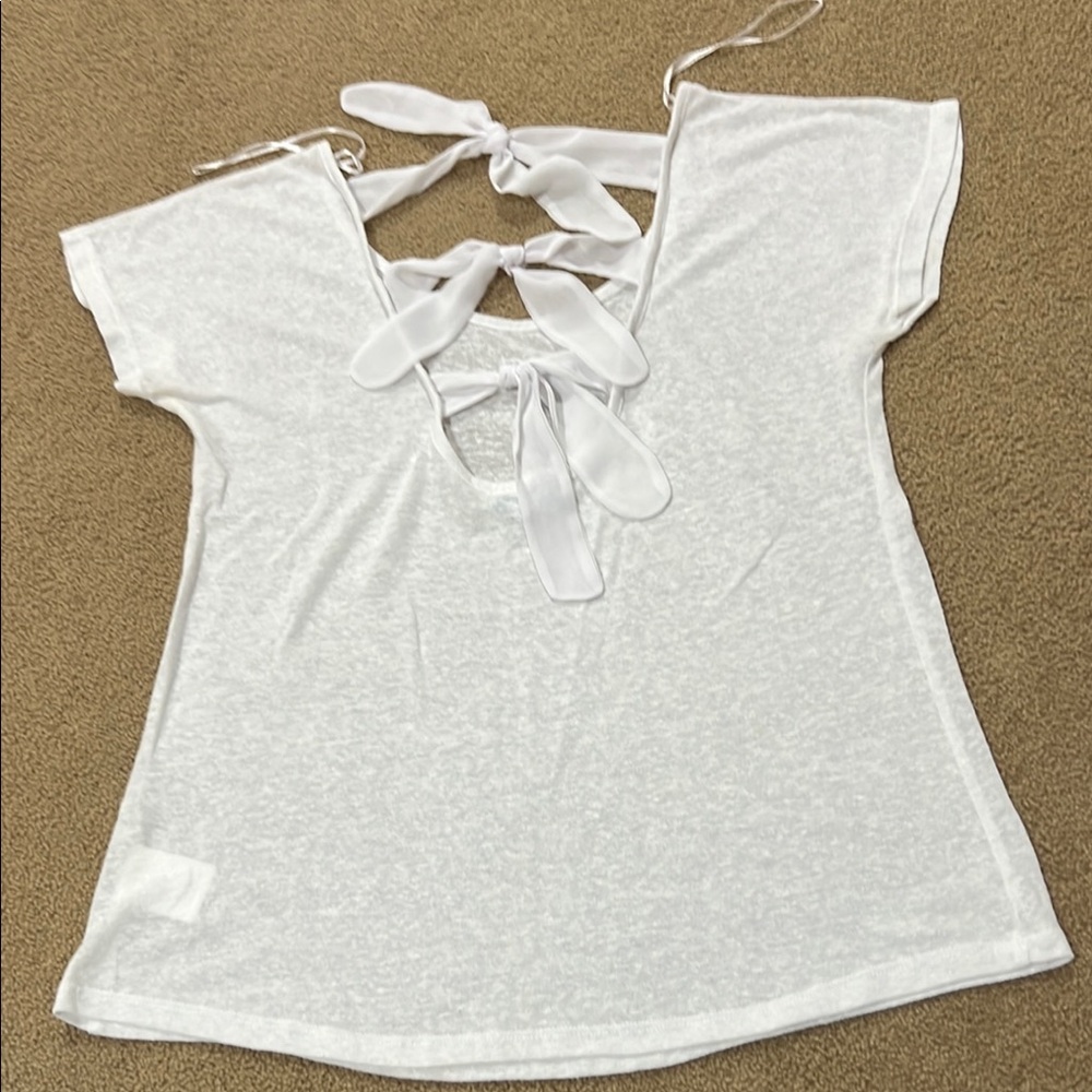 Cache White Tie back  Blouse-NWOT